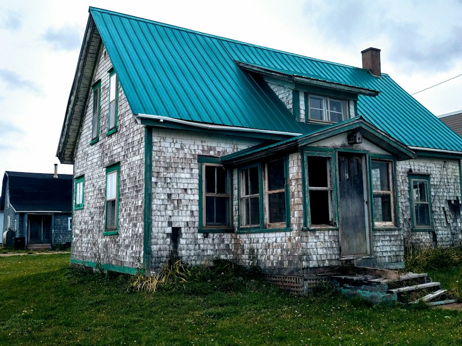 House with a painted green metal roof